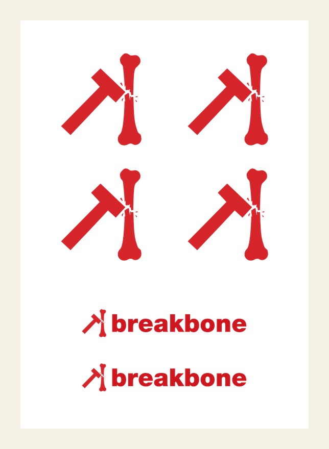 Breakbone kiss-cut sticker sheet, six stickers